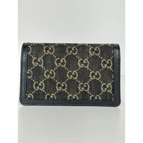 Gucci Dionysus Super Mini Shoulder Bag in Black Denim with Leather Trim E-1 - Picture 2 of 16